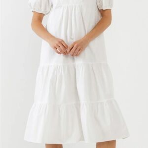 English Factory White Tiered Midi Dress